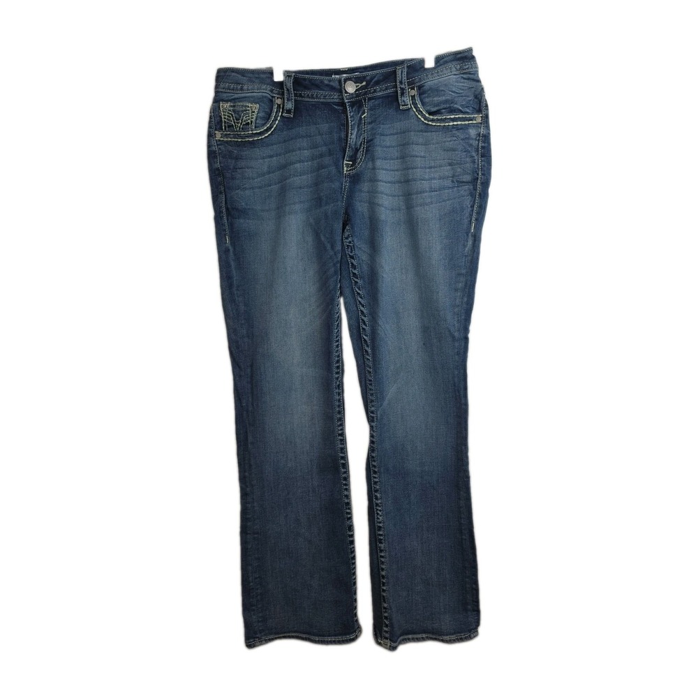 Vigoss Bootcut Jeans Women's Size 14 Med. Wash Blue Embroidered Pockets